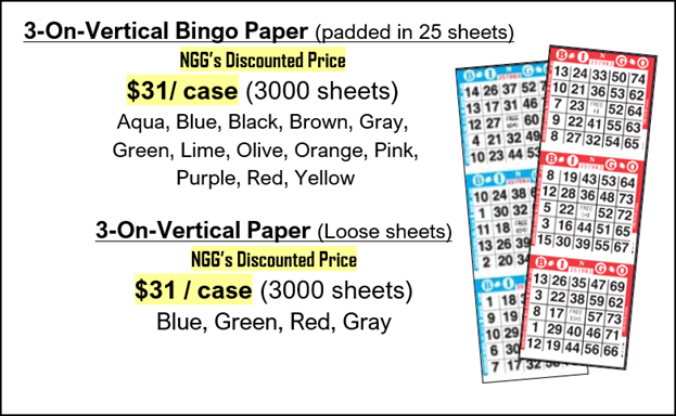 3-On-V Bingo Paper
