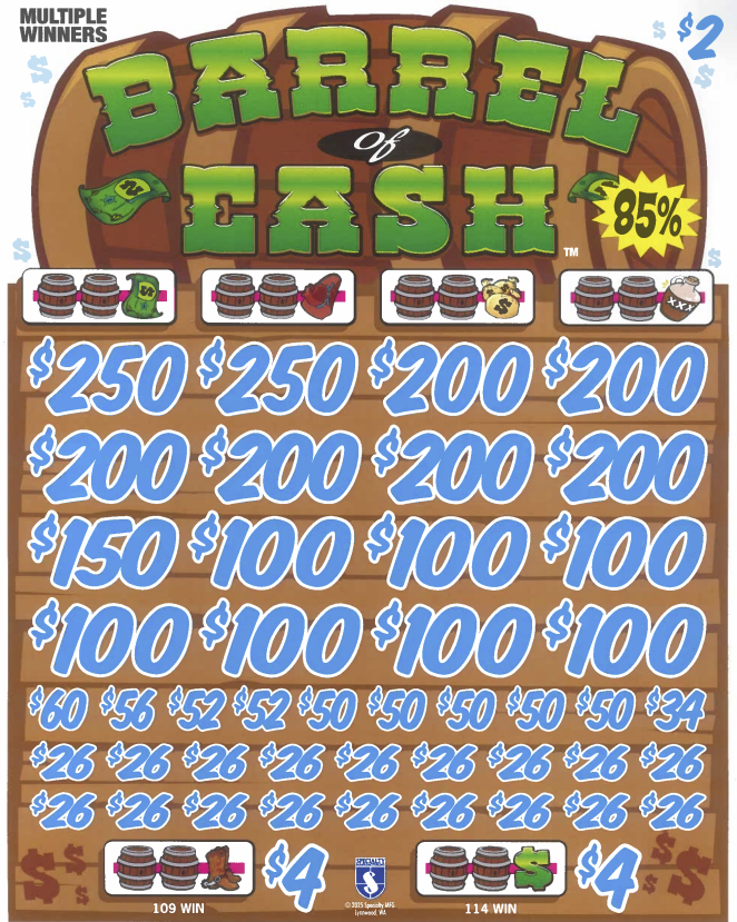 Barrel Of Cash    7372R   85% Payout