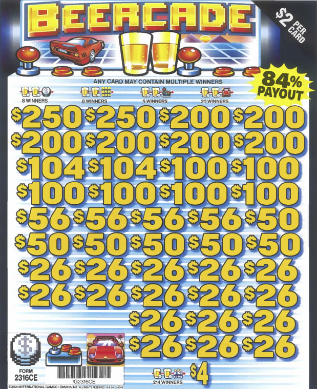 Beercade 2316CE     84.5% Payout