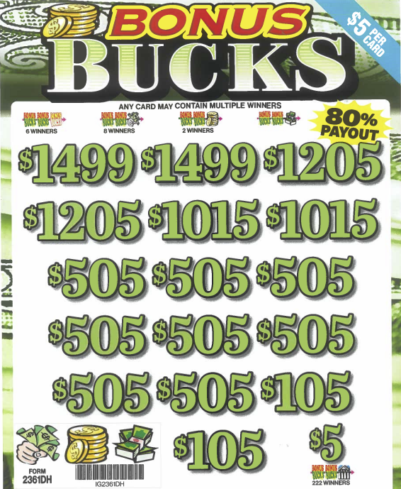 Bonus Bucks  2361DH  80% Payout