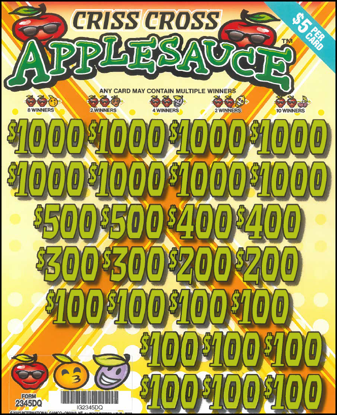 $5 Criss Cross Applesauce  2345DQ  74% Payout