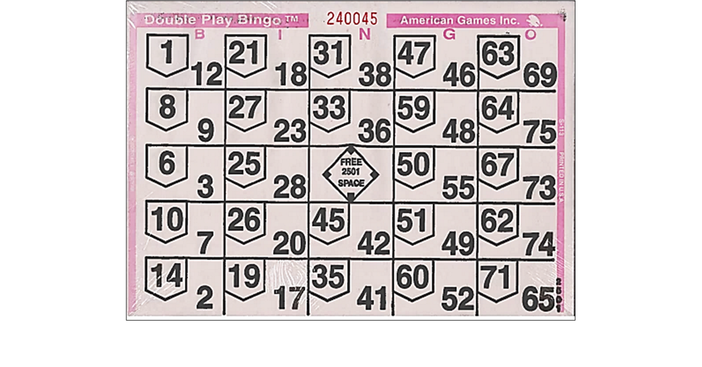 Double Number Bingo Paper