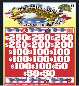 $1   Freedom Isn't Free       Exclusive NGG Game     74.4% Payout - 3160 TC    FRIF2NG