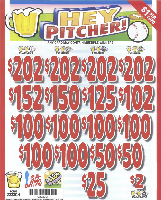 Hey Pitcher  2333CH  78.38% Payout,  3136 Cards