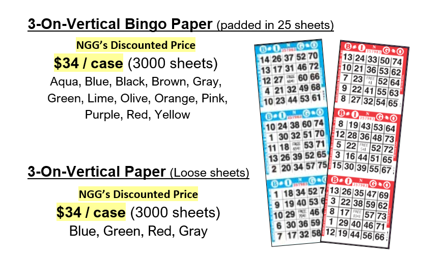 3-On-V Bingo Paper