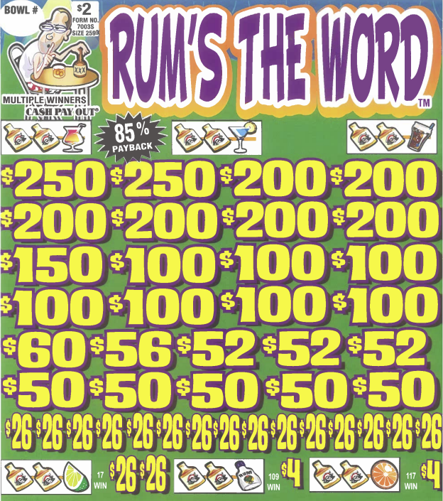 Rum's The Word  7003S 85% Payout