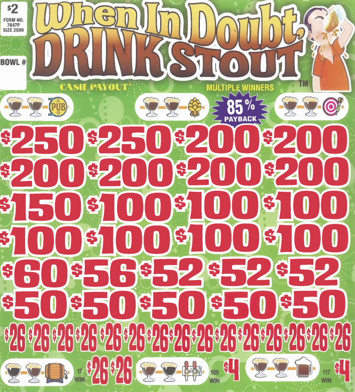 When in Doubt Drink Stout  7847P  85% Payout