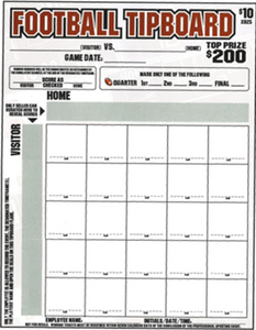 XBF25    Football Tipboard  $10/Square, 25 Squares,       1-$200 Winner,         12 Boards