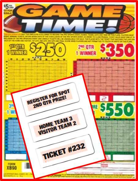 Game Time Sports Tipboard with Pull tabs NG Gaming Minnesota